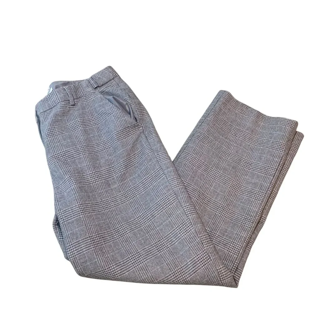 LL Bean Womens Plaid Gray Classic Fit Preppy Trouser Office Pants 10P Career